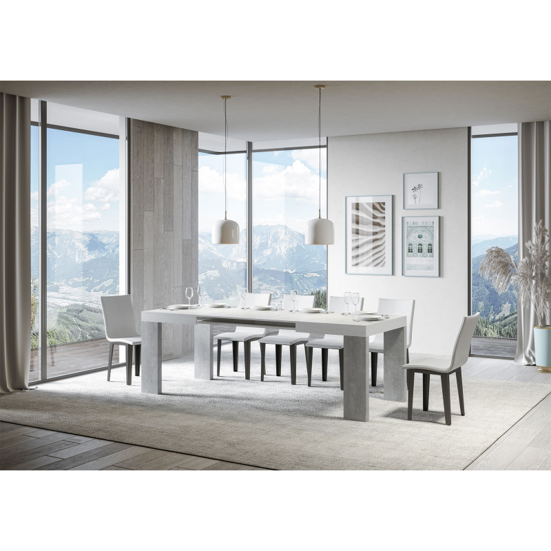 Tavolo allungabile 90x130/234 cm Roxell Mix piano Bianco Frassino - gambe Noce