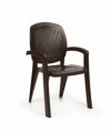 SET 4 POLTRONE IMPILABILI CRETA WICKER IN POLIPROPILENE CAFFE' MADE IN ITALY