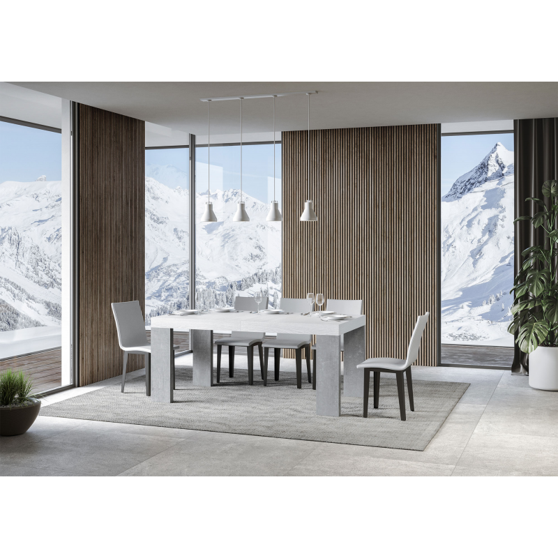 Tavolo allungabile 90x160/264 cm Roxell Mix piano Bianco Frassino - gambe Noce