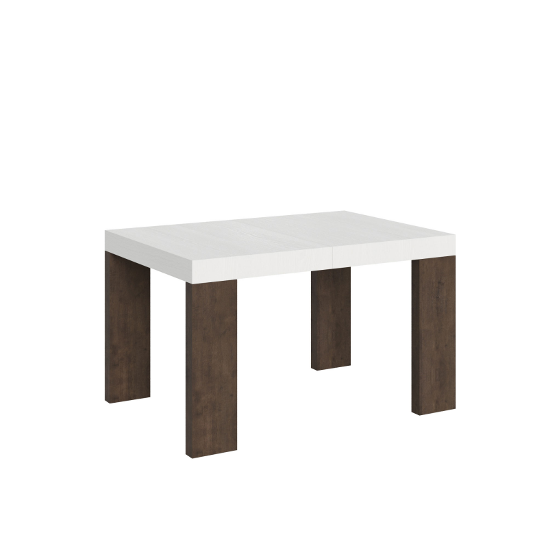 Tavolo allungabile 90x130/390 cm Roxell Mix piano Bianco Frassino - gambe Noce