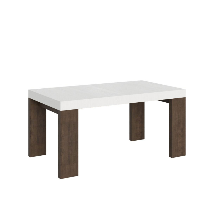 Tavolo allungabile 90x160/420 cm Roxell Mix piano Bianco Frassino - gambe Noce
