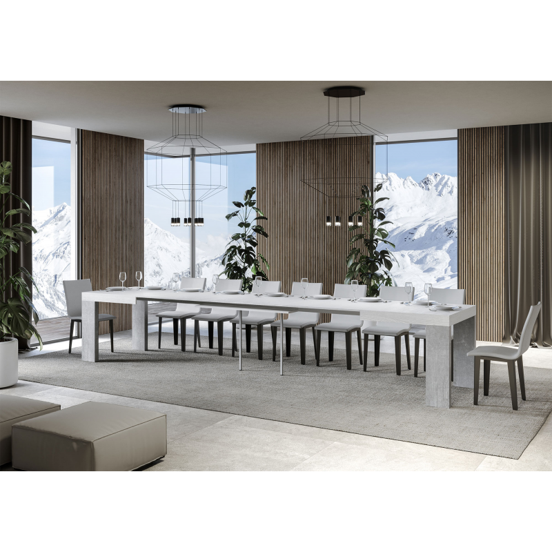 Tavolo allungabile 90x180/440 cm Roxell Mix piano Bianco Frassino - gambe Noce