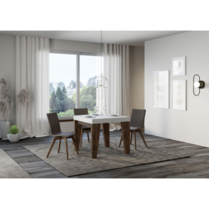 Zoom Tavolo allungabile 90x90/246 cm Naxy Mix piano Bianco Frassino - gambe Noce