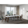 Tavolo allungabile 90x90/246 cm Naxy Mix piano Bianco Frassino - gambe Noce