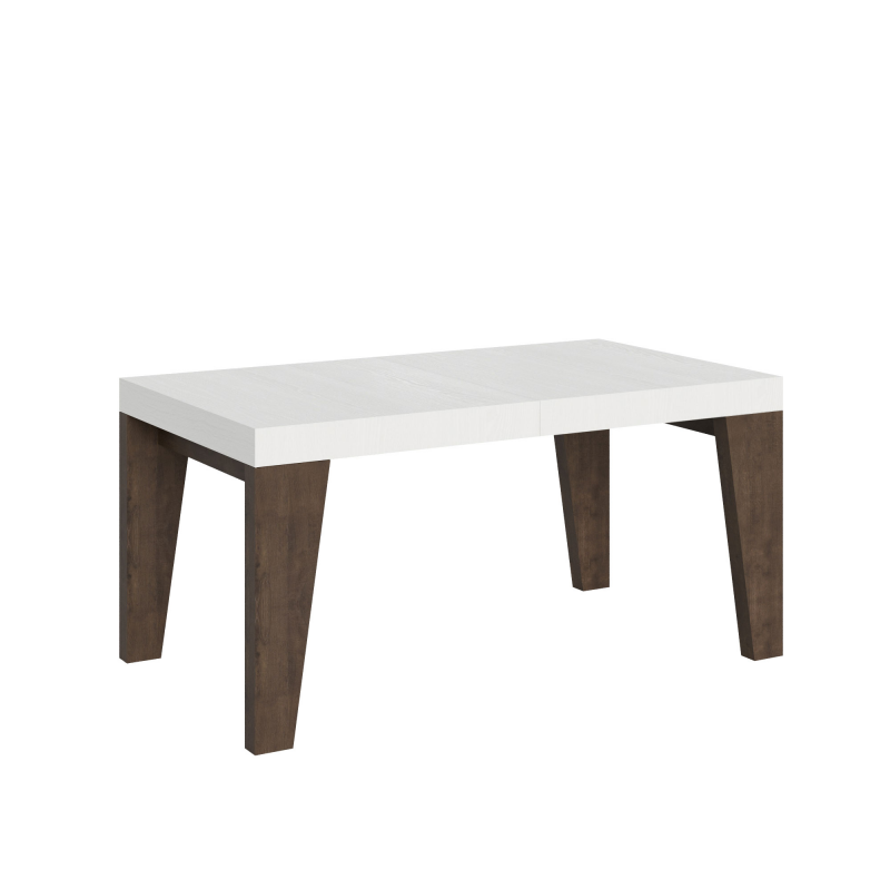 Tavolo allungabile 90x160/264 cm Naxy Mix piano Bianco Frassino - gambe Noce
