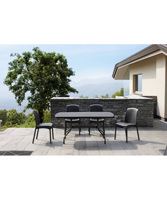 Tavolo Olimpo ribaltabile 160 x 90 in tecnopolimero intrecciato e alluminio
