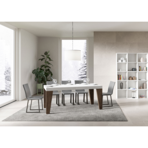 Zoom Tavolo allungabile 90x180/284 cm Naxy Mix piano Bianco Frassino - gambe Noce
