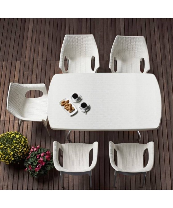 Tavolo Olimpo ribaltabile 160 x 90 in tecnopolimero intrecciato e alluminio