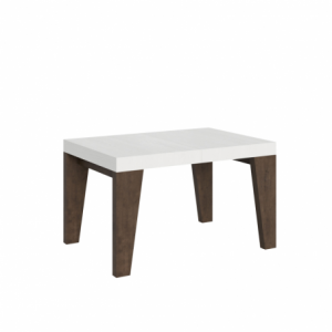 Tavolo allungabile 90x130/390 cm Naxy Mix piano Bianco Frassino - gambe Noce