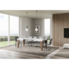 Tavolo allungabile 90x130/390 cm Naxy Mix piano Bianco Frassino - gambe Noce