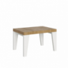 Tavolo allungabile 90x130/390 cm Naxy Mix piano Bianco Frassino - gambe Noce