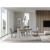 Tavolo allungabile 90x130/390 cm Naxy Mix piano Bianco Frassino - gambe Noce