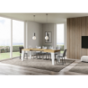 Tavolo allungabile 90x130/390 cm Naxy Mix piano Bianco Frassino - gambe Noce