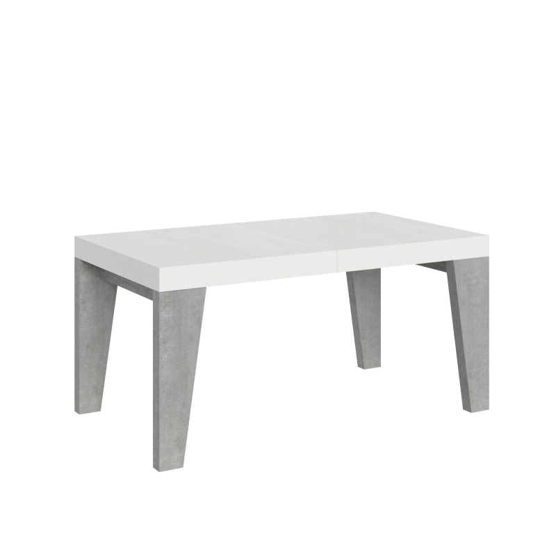 Tavolo allungabile 90x160/420 cm Naxy Mix piano Bianco Frassino - gambe Noce