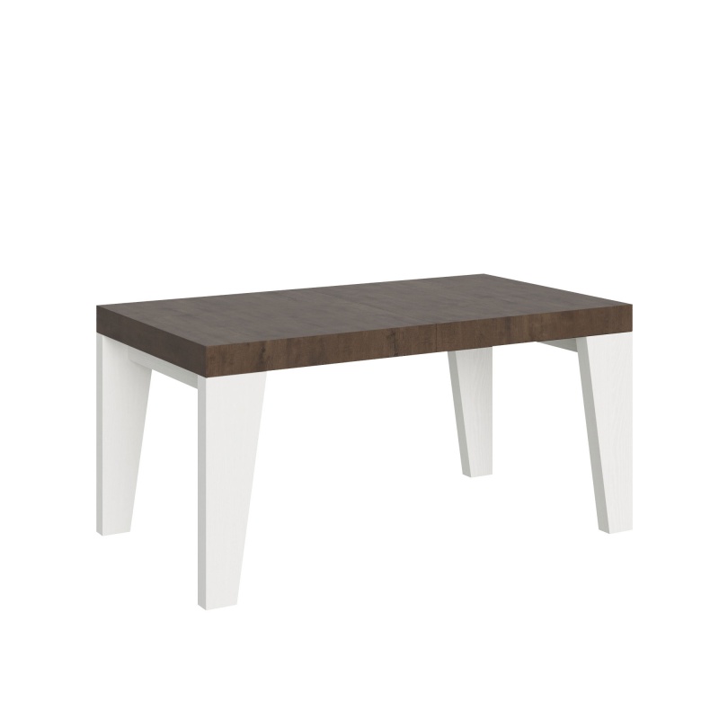 Tavolo allungabile 90x160/420 cm Naxy Mix piano Bianco Frassino - gambe Noce
