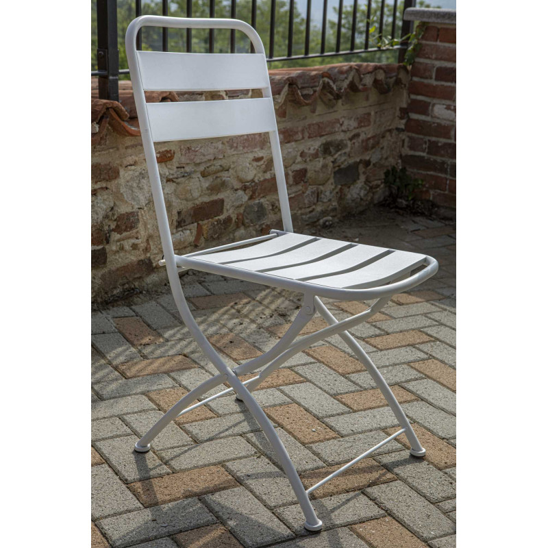 Set Tavolo metallo + 2 Sedie metallo rovigo pieghevole bianco cm 44x53h45/86