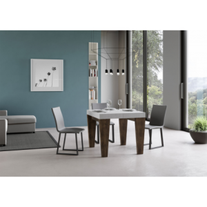 Zoom Tavolo allungabile 90x90/246 cm Spimbo Mix piano Bianco Frassino - gambe Noce