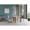 Tavolo allungabile 90x90/246 cm Spimbo Mix piano Bianco Frassino - gambe Noce