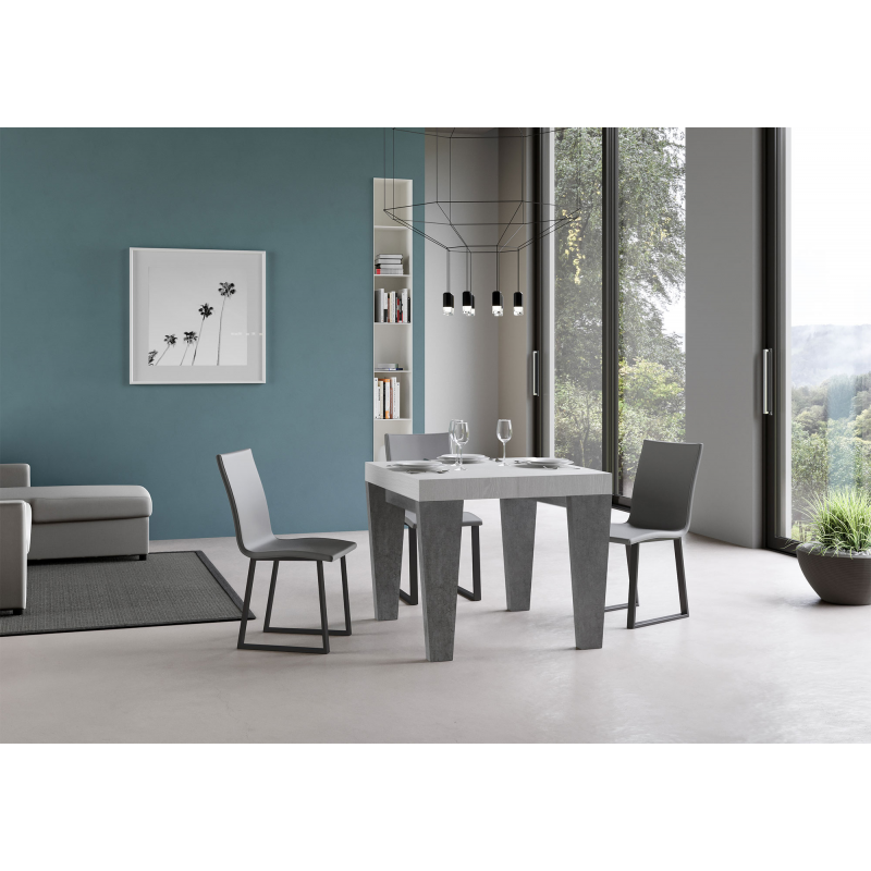 Tavolo allungabile 90x90/246 cm Spimbo Mix piano Bianco Frassino - gambe Noce