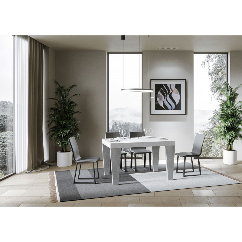 Tavolo allungabile 90x130/234 cm Spimbo Mix piano Bianco Frassino - gambe Noce