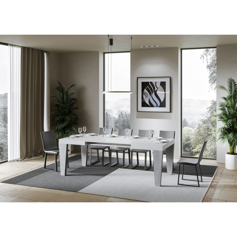 Tavolo allungabile 90x130/234 cm Spimbo Mix piano Bianco Frassino - gambe Noce