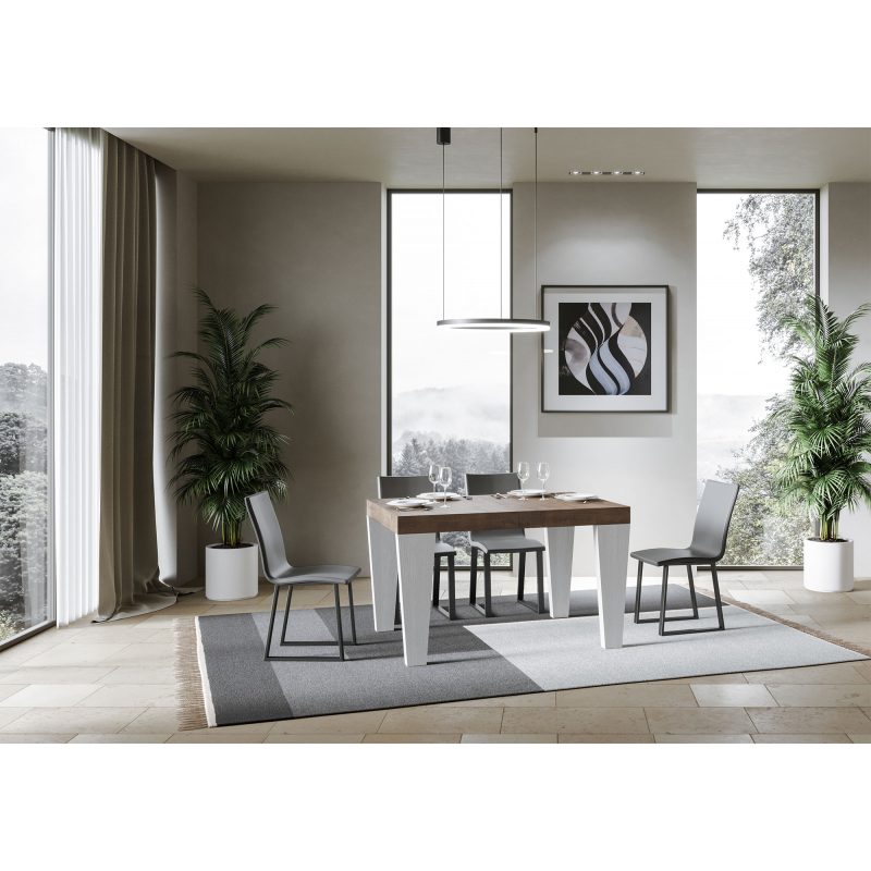 Tavolo allungabile 90x130/234 cm Spimbo Mix piano Bianco Frassino - gambe Noce