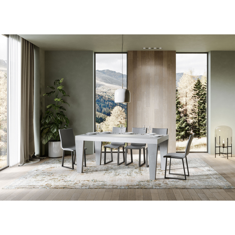 Tavolo allungabile 90x160/264 cm Spimbo Mix piano Bianco Frassino - gambe Noce
