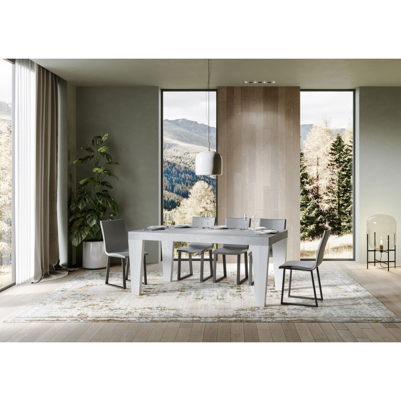Tavolo allungabile 90x180/284 cm Spimbo Mix piano Bianco Frassino - gambe Noce