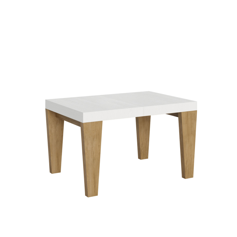 Tavolo allungabile 90x130/390 cm Spimbo Mix piano Bianco Frassino - gambe Noce