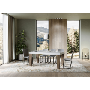 Zoom Tavolo allungabile 90x160/420 cm Spimbo Mix piano Bianco Frassino - gambe Noce