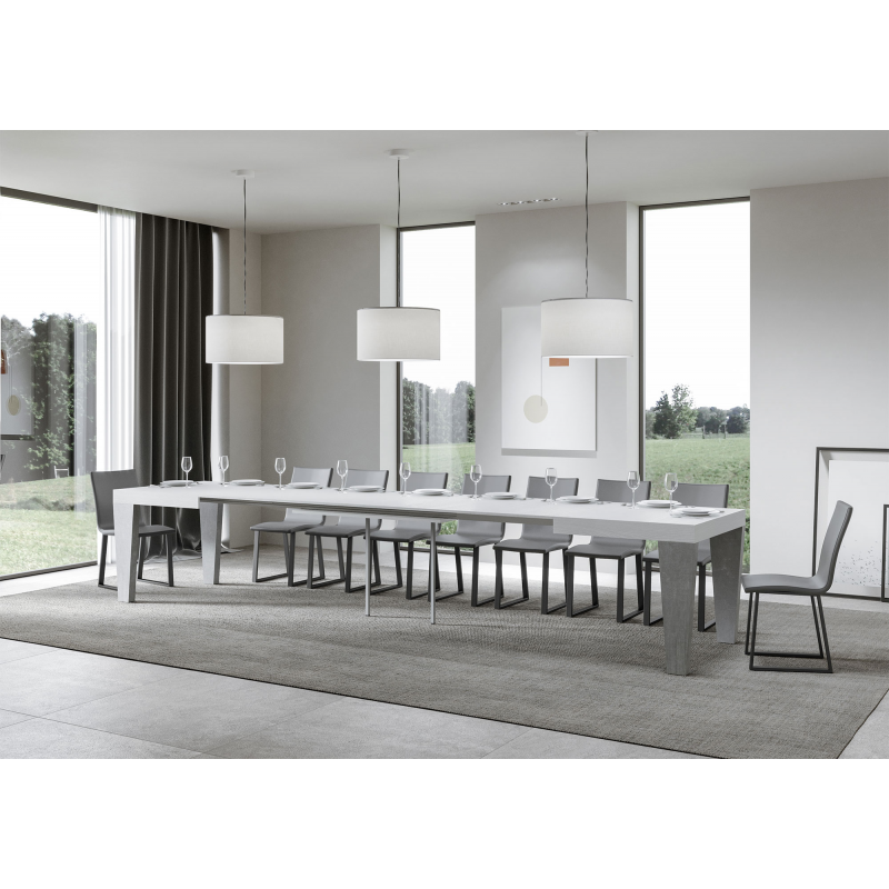Tavolo allungabile 90x160/420 cm Spimbo Mix piano Bianco Frassino - gambe Noce