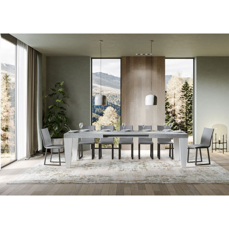 Tavolo allungabile 90x180/440 cm Spimbo Mix piano Bianco Frassino - gambe Noce