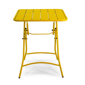 Set Tavolo metallo + 2 Sedie metallo rovigo pieghevole gialla cm 44x53h45/86
