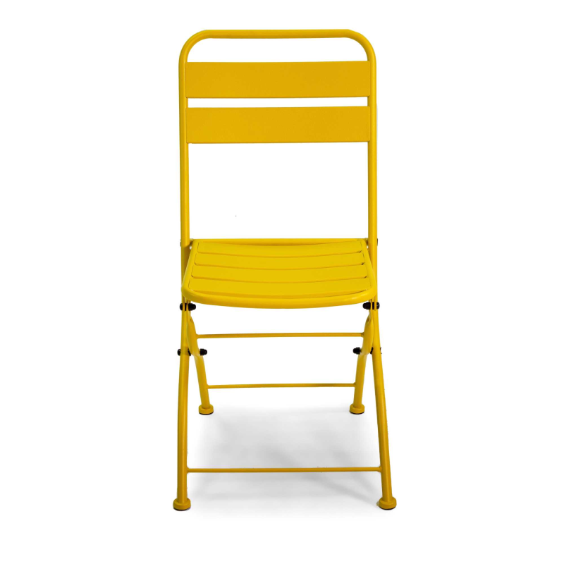 Set Tavolo metallo + 2 Sedie metallo rovigo pieghevole gialla cm 44x53h45/86