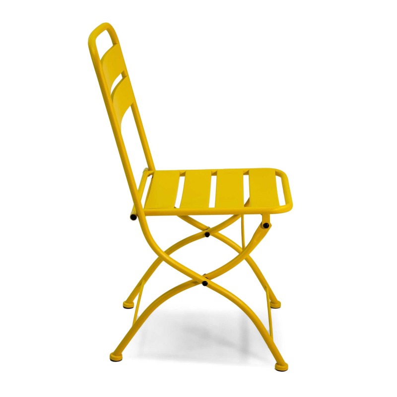 Set Tavolo metallo + 2 Sedie metallo rovigo pieghevole gialla cm 44x53h45/86