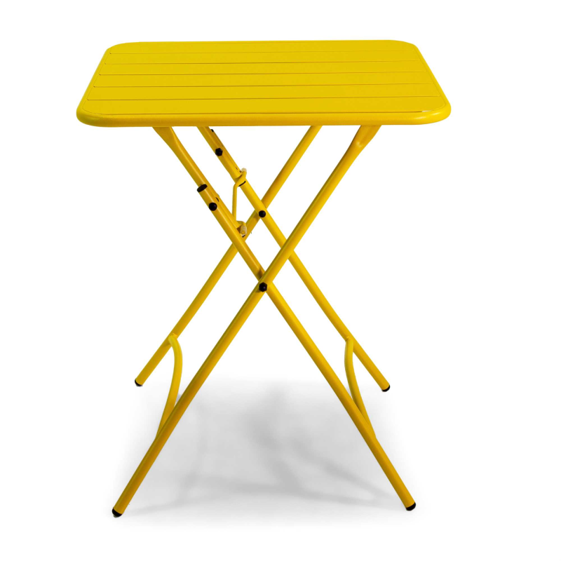 Set Tavolo metallo + 2 Sedie metallo rovigo pieghevole gialla cm 44x53h45/86