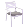 Set Tavolo alluminio + 6 Poltrone alluminio boston bianco crema con cuscino grigio cm 58x57h88