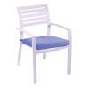 Set Tavolo alluminio + 6 Poltrone alluminio boston bianco crema con cuscino grigio cm 58x57h88