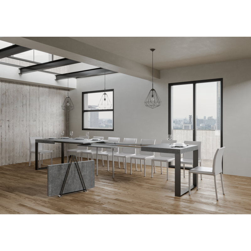 Tavolo allungabile 90x160/420 cm Tecno telaio Antracite