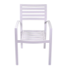 Set Tavolo alluminio + 6 Poltrone alluminio boston bianco crema con cuscino grigio cm 58x57h88