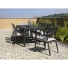Set Tavolo alluminio + 6 Poltrone alluminio boston bianco crema con cuscino grigio cm 58x57h88