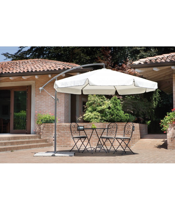 Set Tavolo alluminio + 6 Poltrone alluminio boston bianco crema con cuscino grigio cm 58x57h88