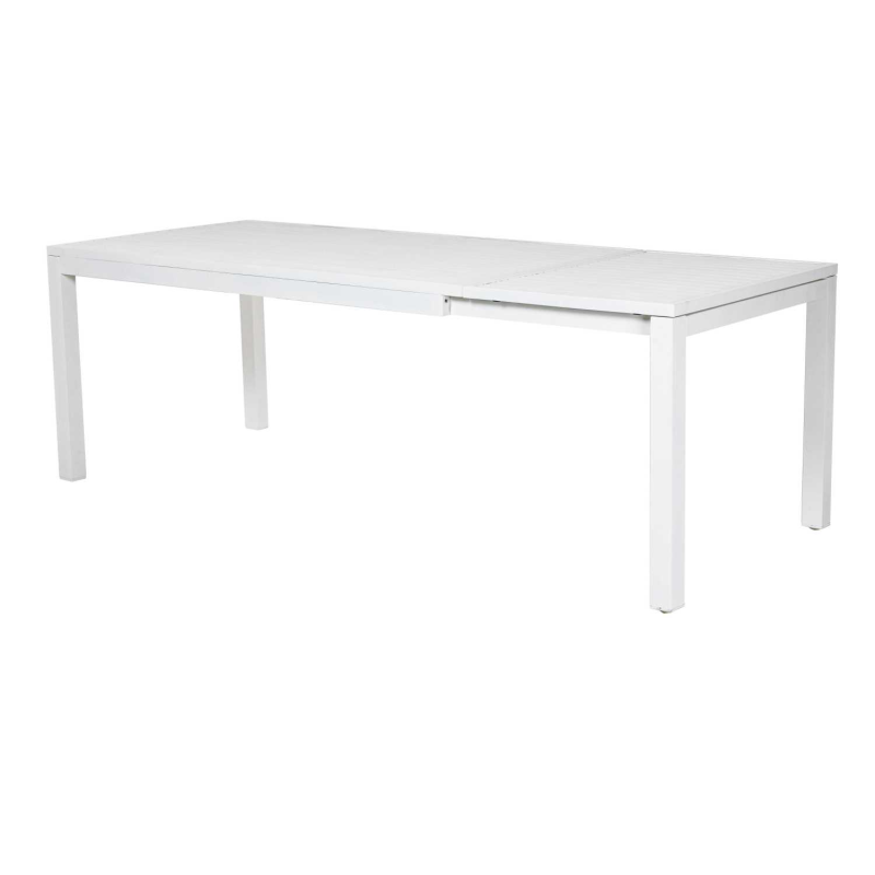 Set Tavolo alluminio + 6 Poltrone alluminio new Boston bianco con cuscini grigio cm 58x57h88