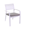 Set Tavolo alluminio + 6 Poltrone alluminio new Boston bianco con cuscini grigio cm 58x57h88