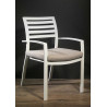 Set Tavolo alluminio + 6 Poltrone alluminio new Boston bianco con cuscini grigio cm 58x57h88