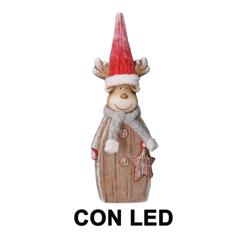 Renna resina LED rosso H55,5 cm decorazione natalizia casa