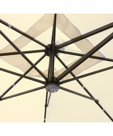 Zoom Ombrellone quadrato MOIA con luci 3x3m in poliestere ecrù con fusto laterale antracite