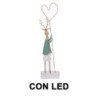 Renna metallo oro e verde salvia con LED 95x45x40 cm decorazione