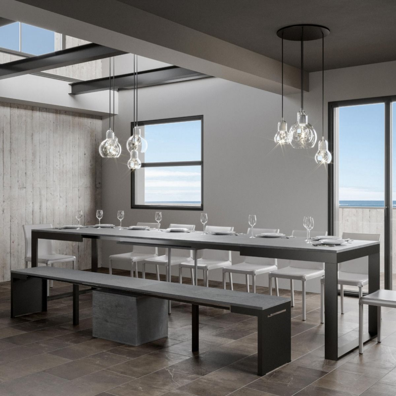 Tavolo allungabile 90x160/420 cm Tecno Evolution telaio Antracite