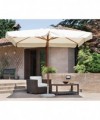Ombrellone rettangolare MOIA 3x2m in poliestere ecrù teak